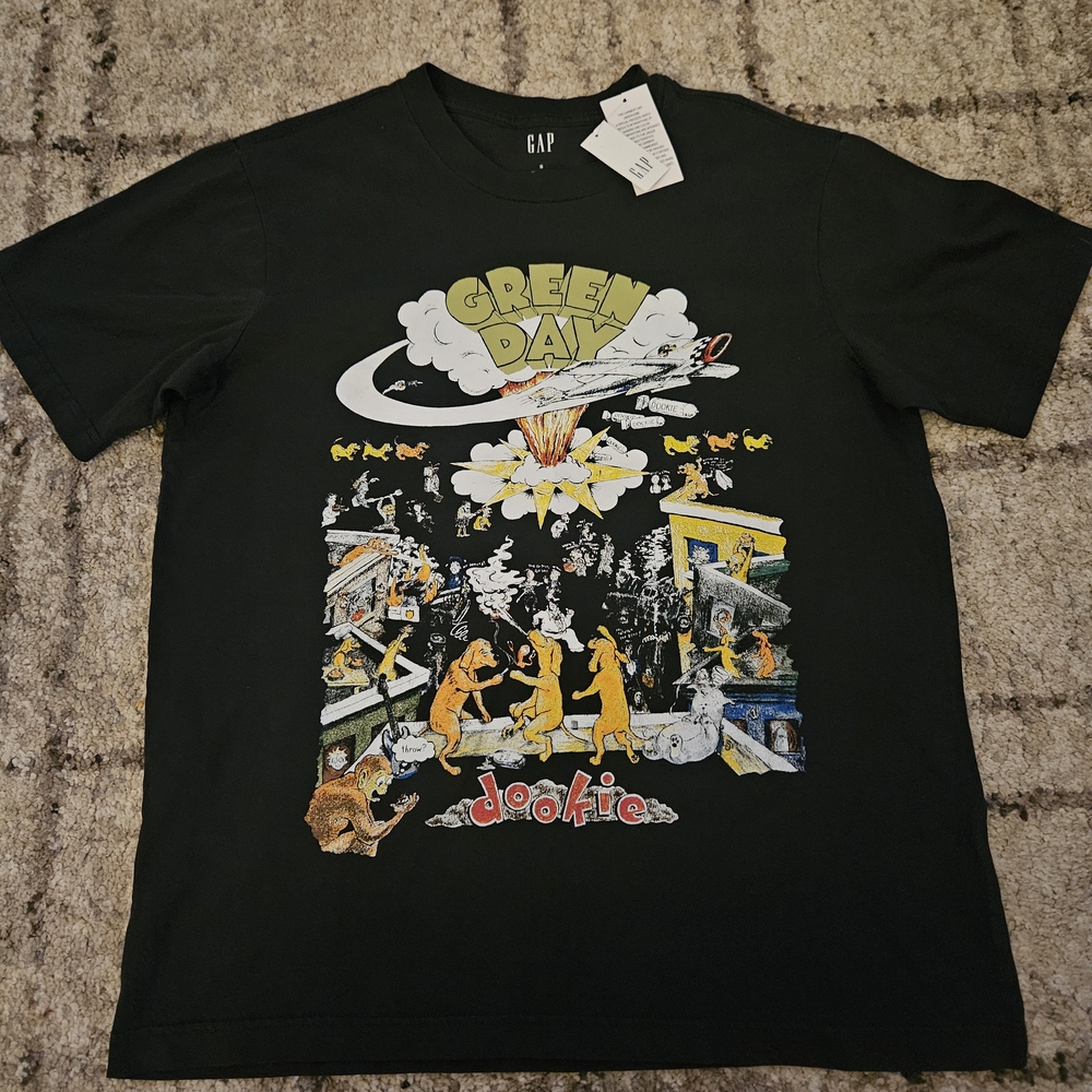 GAP Black Graphic Tee with Colorful Design